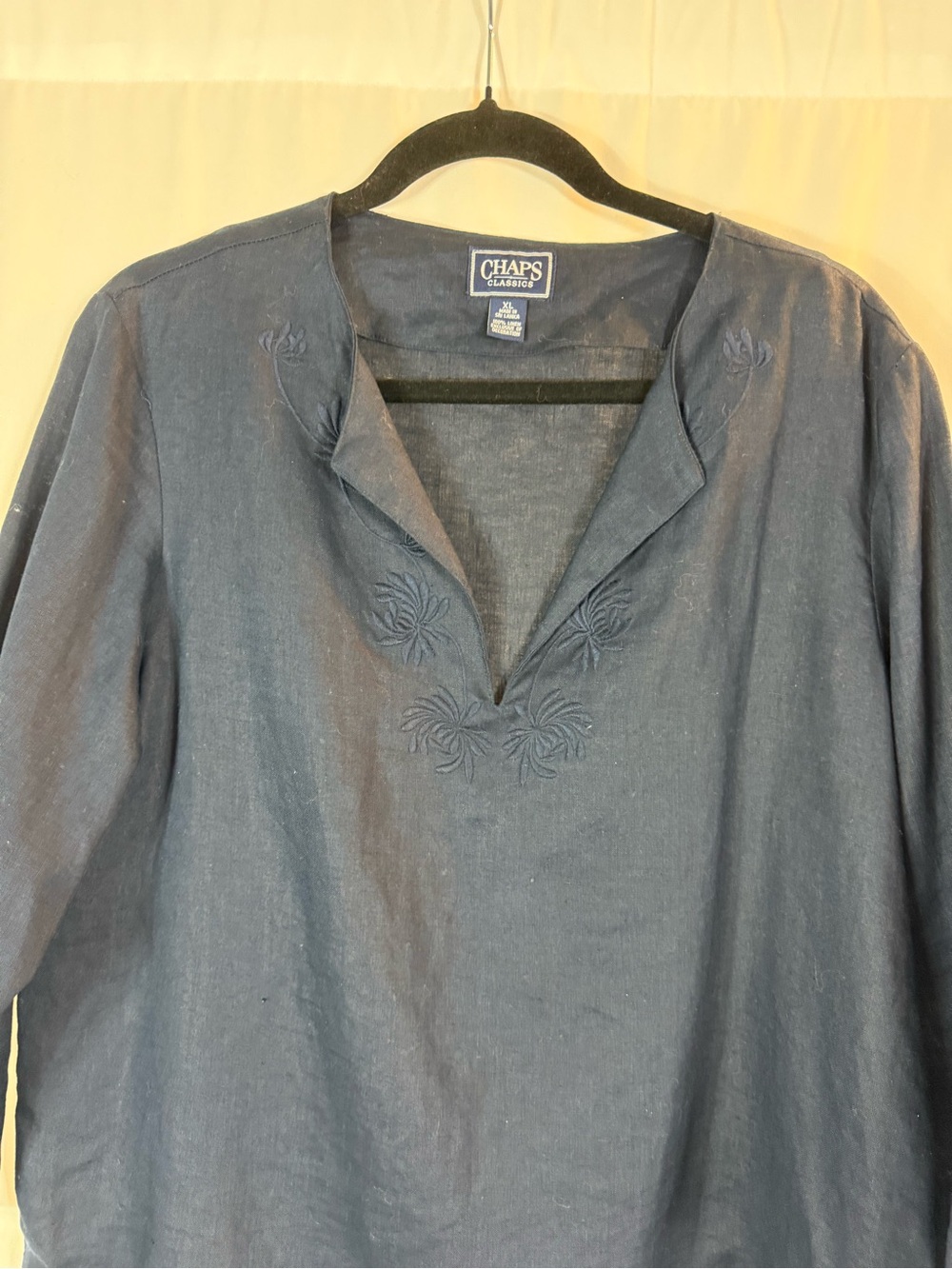 Chaps women tunic Navy blue Classic 100% Linen size: XL - Picture 3 of 13